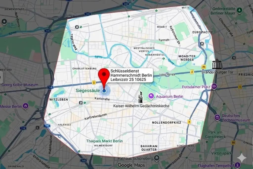 Einsatzgebiet rund um Leibnizstraße 25 in Charlottenburg, Wilmersdorf, Tiergarten und Moabit